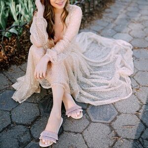Birdies blush pink fringes slippers